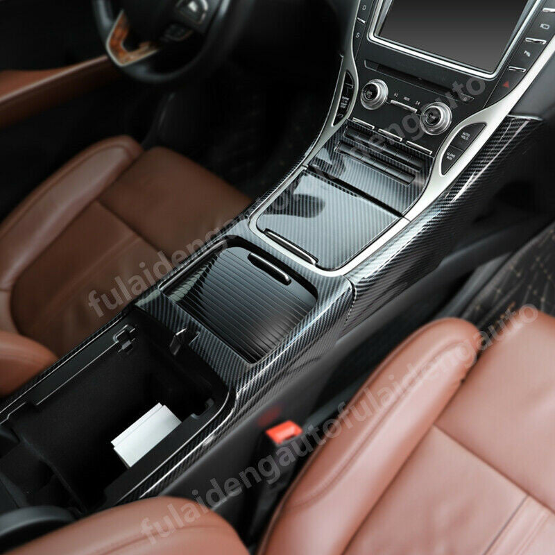 for Lincoln MKX Carbon Fiber Inner Gear Shift Water Cup Holder Panel Cover trim