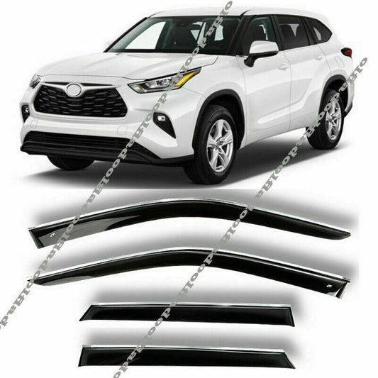 Window Visor Deflectors Vent Sun Rain Wind Guard for Toyota Highlander 2020-2023