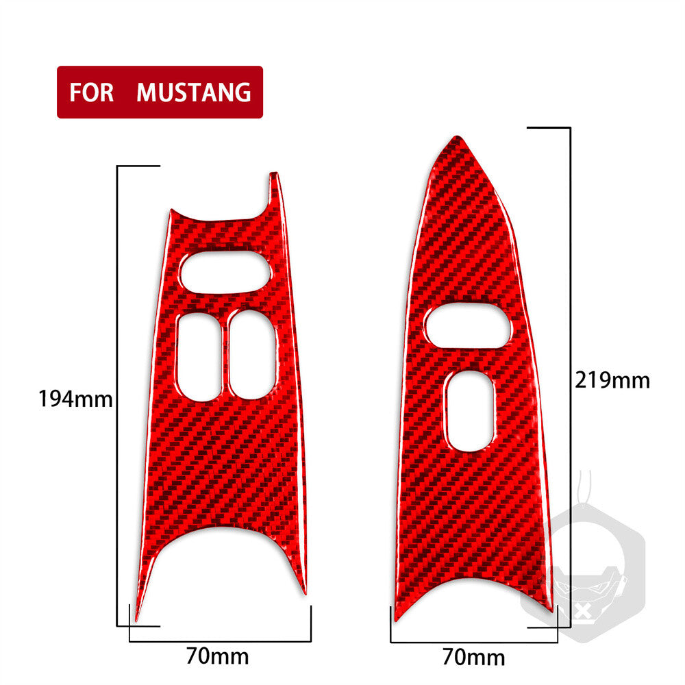 Red Carbon Fiber Window Lift Switch Button Panel Trim for Ford for Mustang 1996-2003