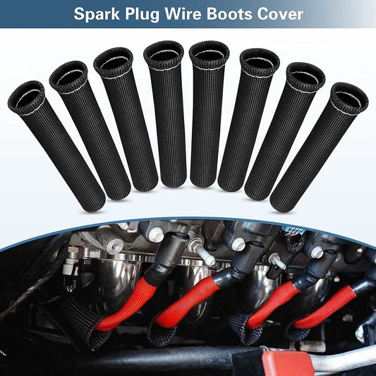 8Pcs Spark Plug Wire Heat Shield Boot Heat Shield Protector Sleeve Cover SBC BBC