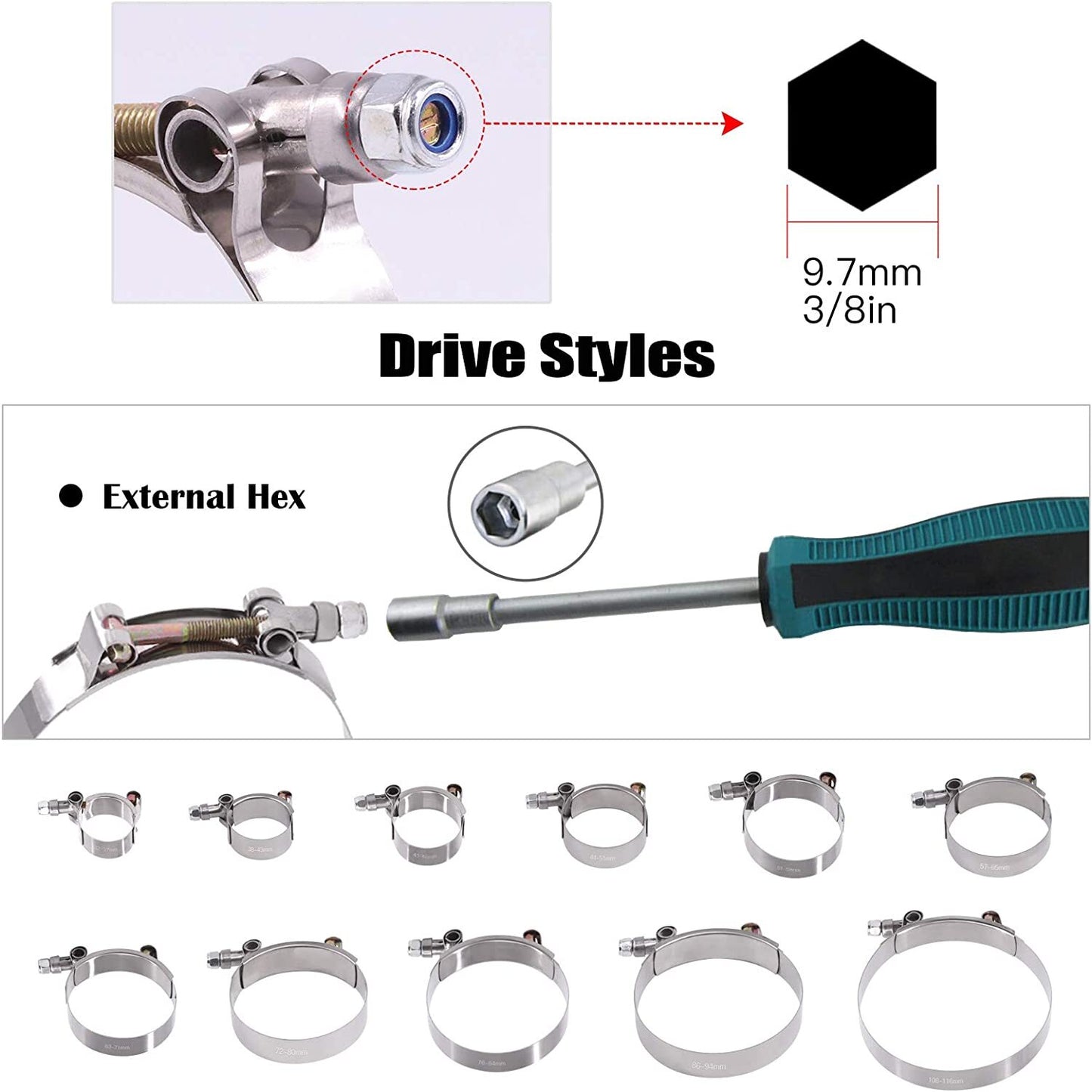 new stainless steel 2-inch T-BOLT turbine silicone hose clamp INTAKE INTERCOOLER US