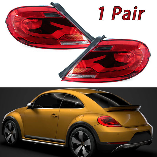 A pair of taillight covers with LED rear brake lights (DRL) for Volkswagen Beetle 2013-2020.