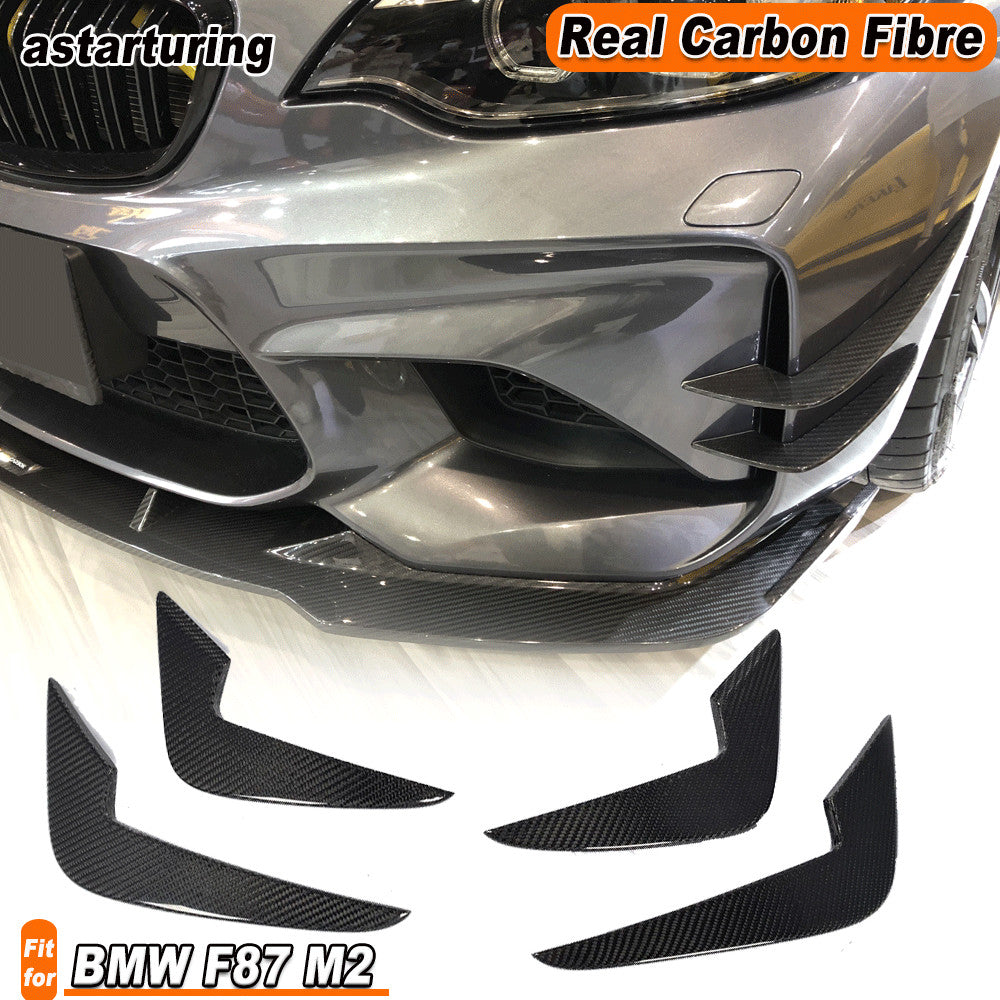 Fit for BMW F87 M2 16-20 REAL Carbon Front Bumper Canard Splitter Kit Fins Trims