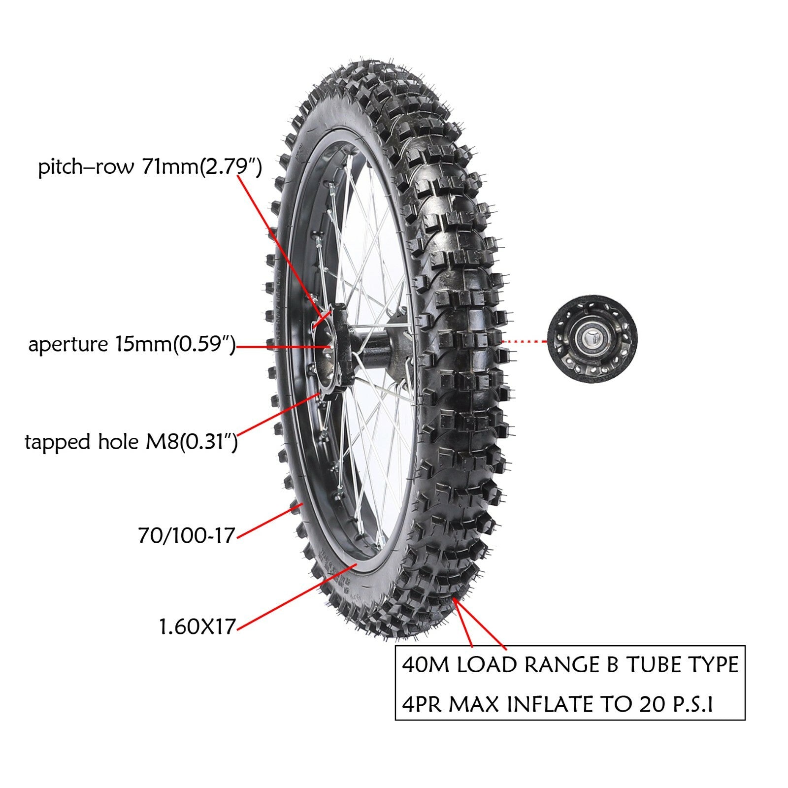 17-inch and 14-inch 90/100-14 70/100-17 tires, rims, and grooves for Apollo Taotao SSR bicycles, 125cc, 140/150cc.