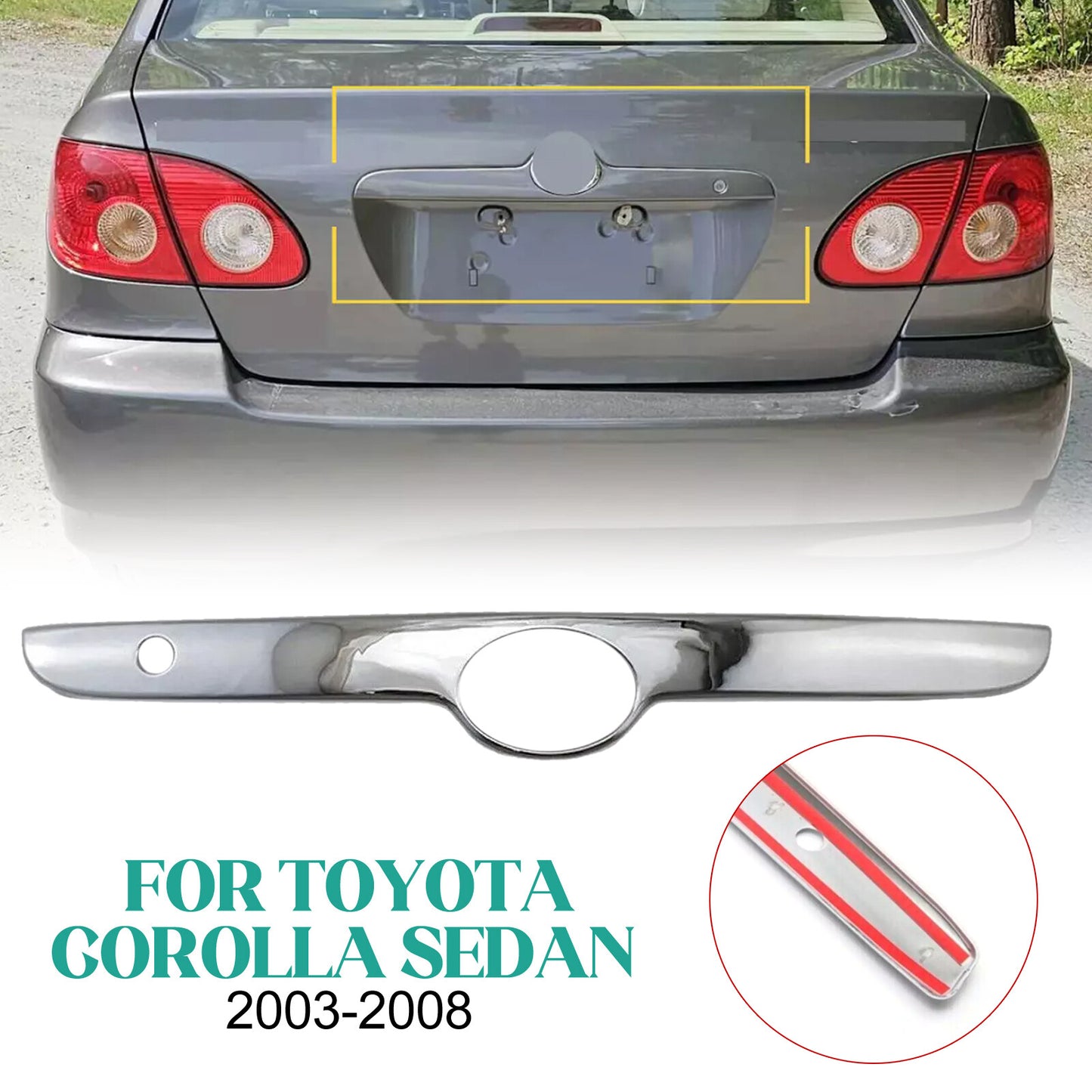 For 2003-2008 for Toyota for Corolla Chrome Rear Trunk Taligate Molding Lift Trim Cover