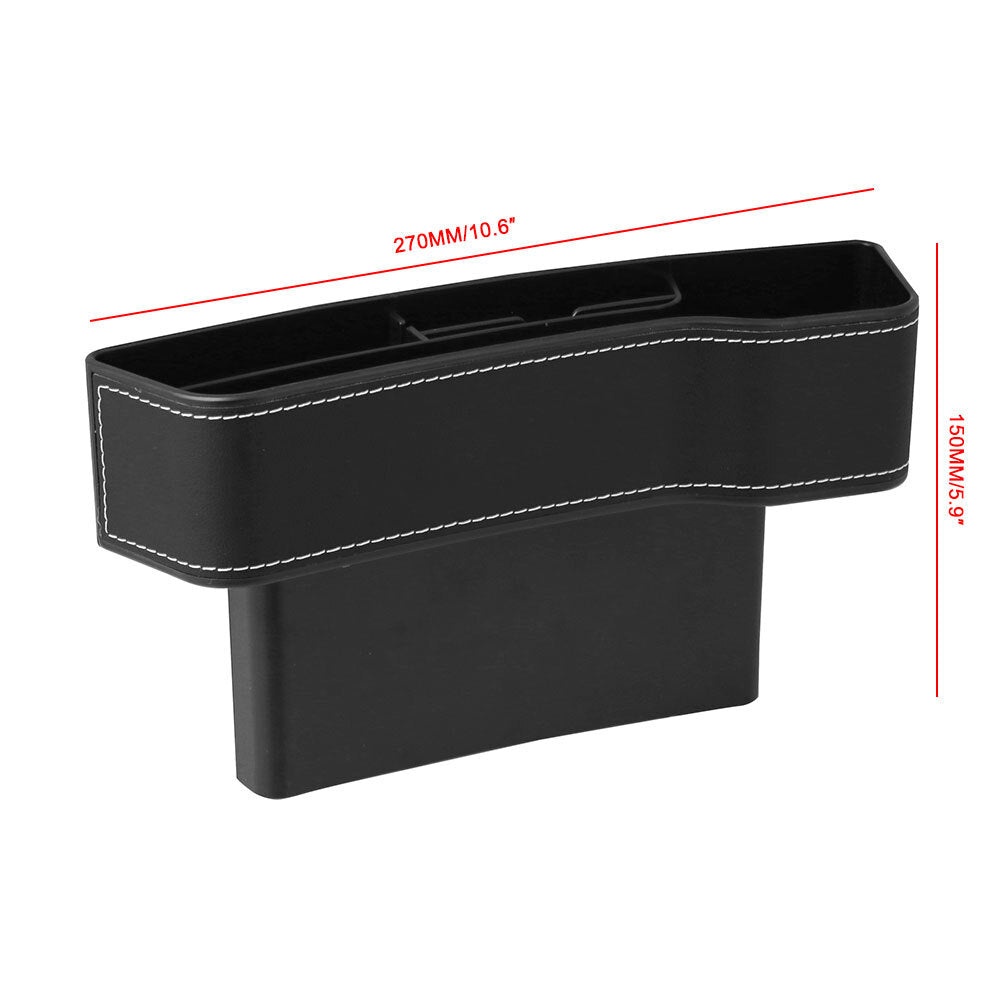 Car for Seat Gap Storage Box Cup Holder Organizer PU Leather Black Safe Space