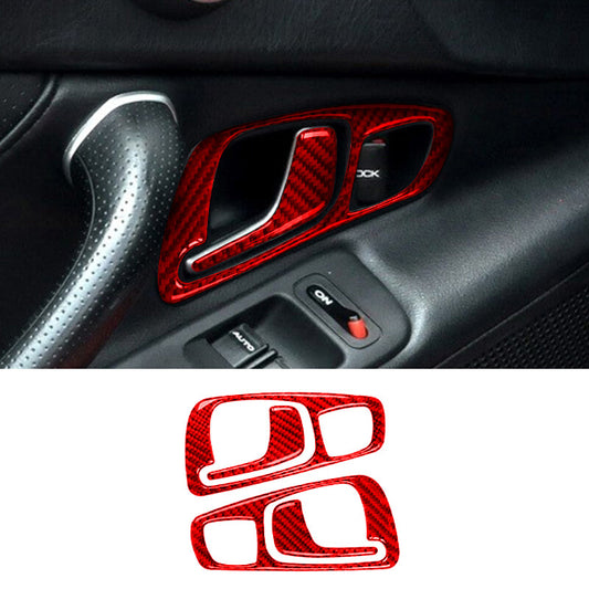 Red Carbon Fiber Door Panel Cover Trim for Honda S2000 2004-2009