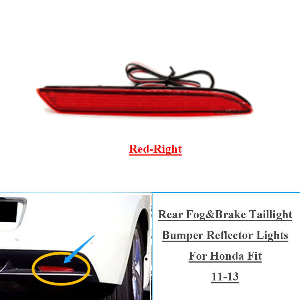 Red Rear FogBrake Taillight Bumper Reflector Lights for Honda Fit 2011-13 Right