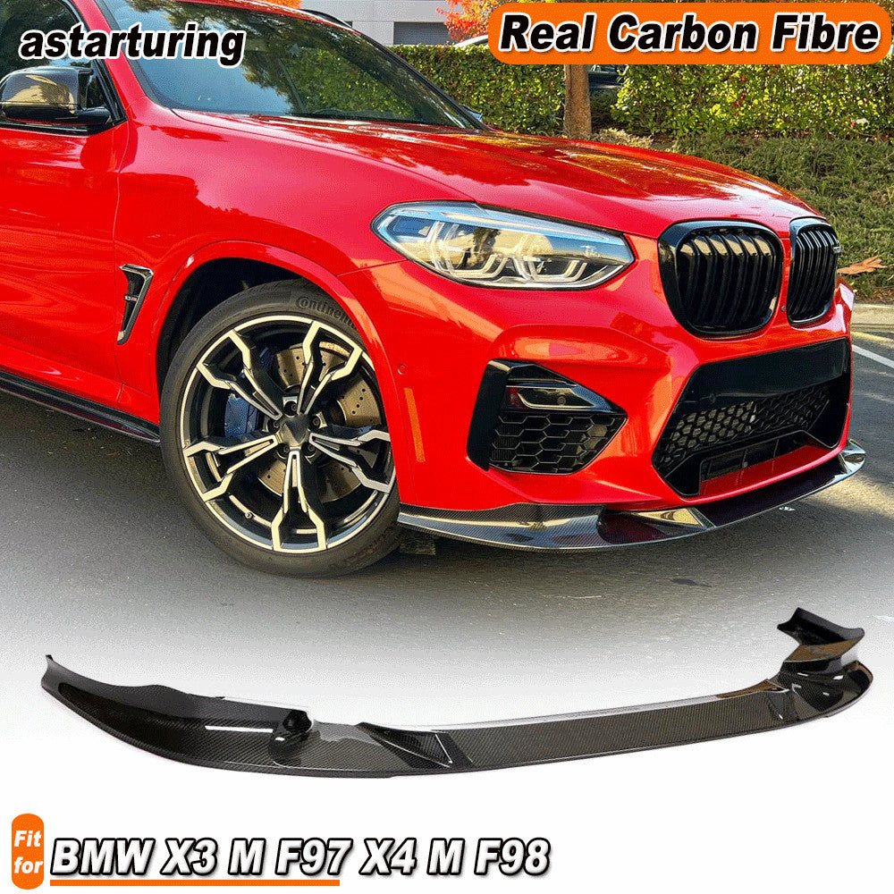 Fit for BMW X3 M F97 X4 M F98 2018-23 Dry Carbon Fiber Front Bumper Lip Spoiler
