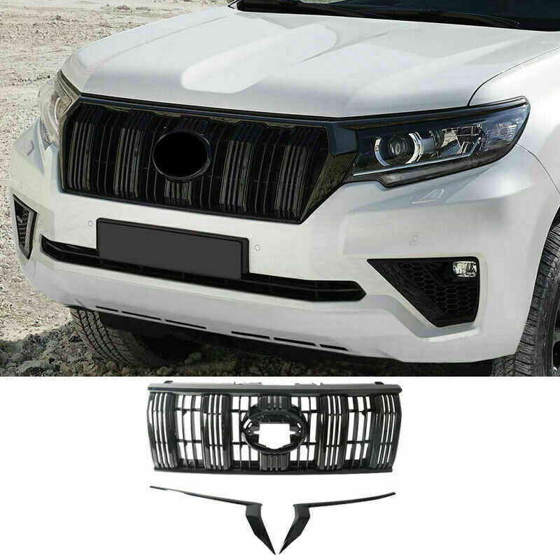 Glossy Black Grille Bumper Center Grill Replace for Toyota Prado FJ150 2018-2021