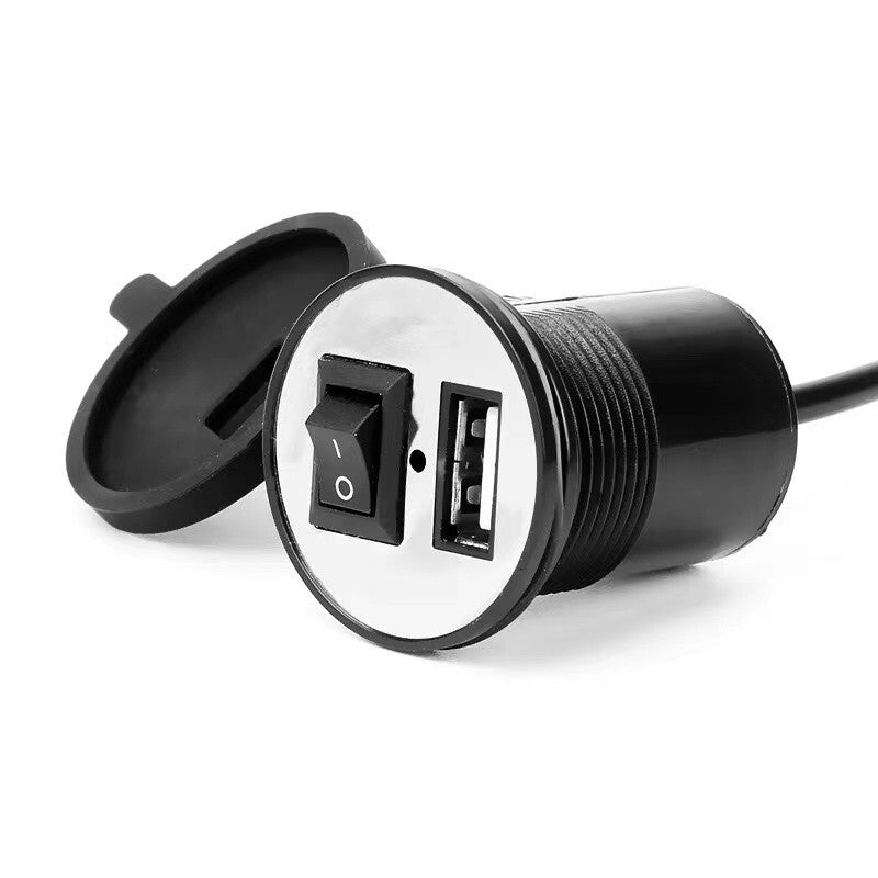Waterproof Motorcycle Handlebar USB Charger Dapter Power Supply Socket Switch