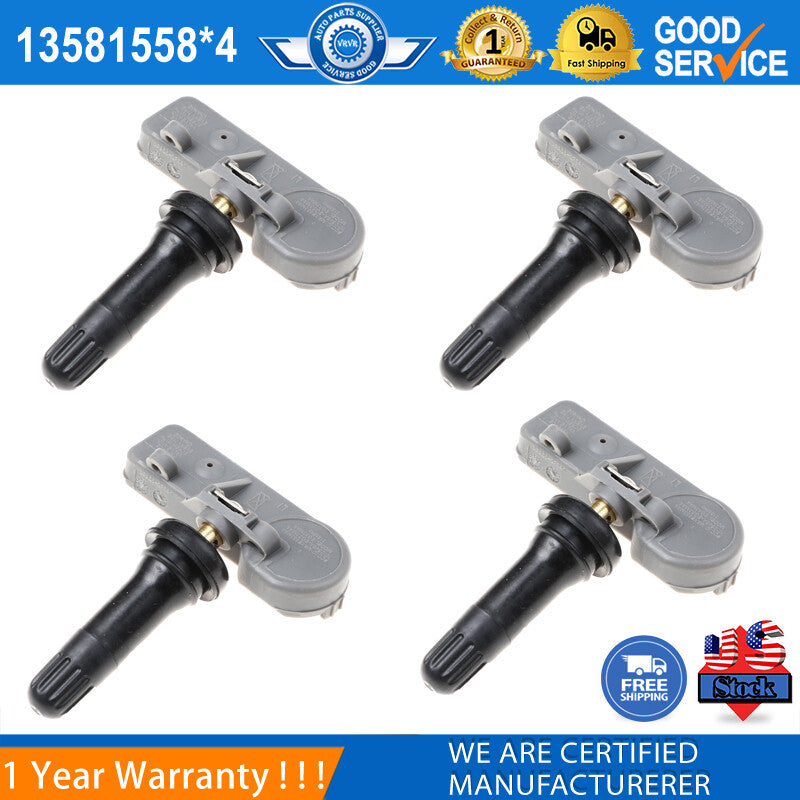 4-pack TPMS tire pressure monitoring sensors (13586335, 13581558) suitable for Chevrolet GM 315MHz.