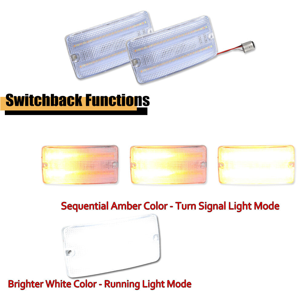 2-Piece Clear Front Grille Turn Signal Light (DRL) Set for Ford for Mustang 1969-1977