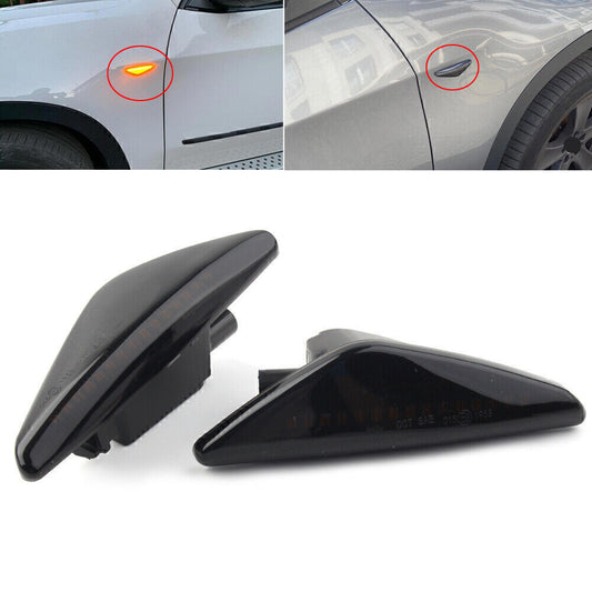 for BMW F25 E70 E71 X3 E72 X5 X6 Black Dynamic LED Side Marker Turn Signal Light