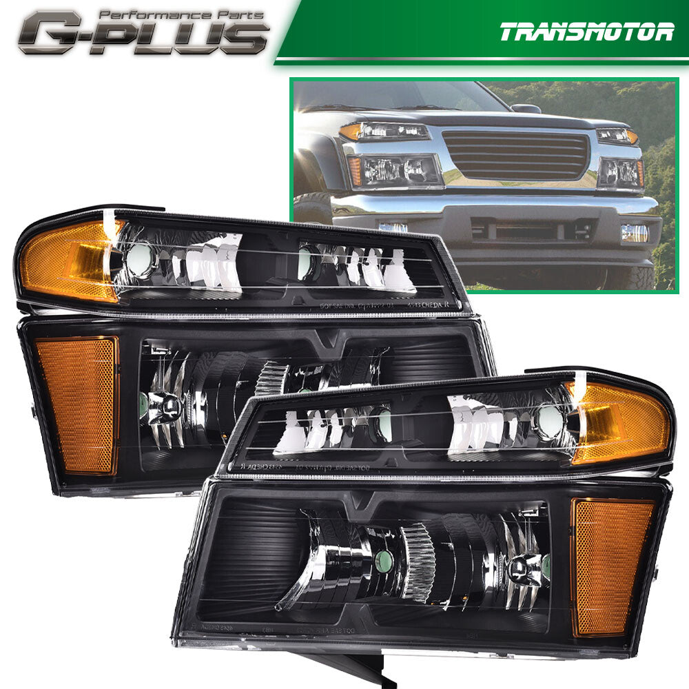Suitable for 2004-2012 Gimsey for Canyon for Chevrolet Colorado vehicles, pair of headlights and front bumper lights.