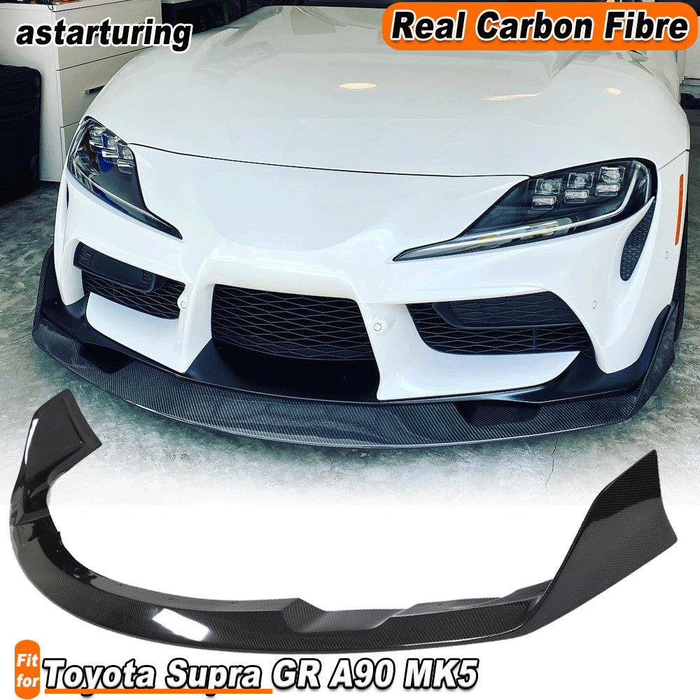 for Toyota Supra GR A90 MK5 Coupe 2019-2024 REAL CARBON Front Bumper Lip Spoiler