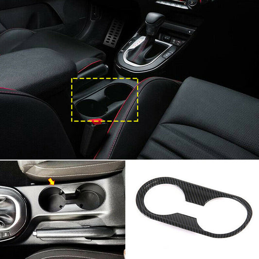 for Kia Forte 2019-2021 Carbon Fiber Central Console Water Cup frame Cover Trim