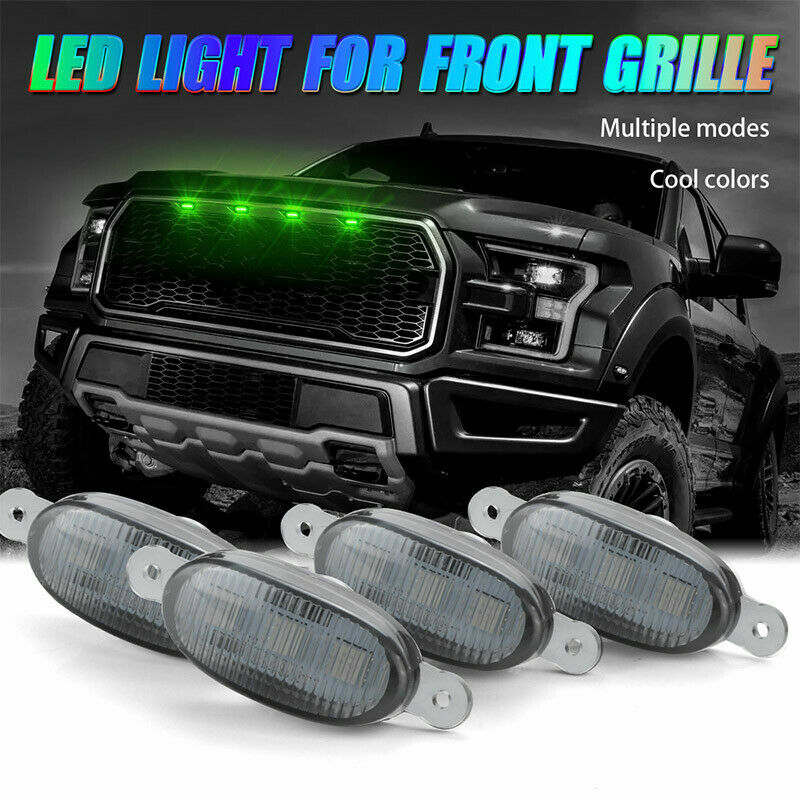 4pcs Smoke Lens RGB LED Front Grill Running Lights for Ford F150 Raptor Art