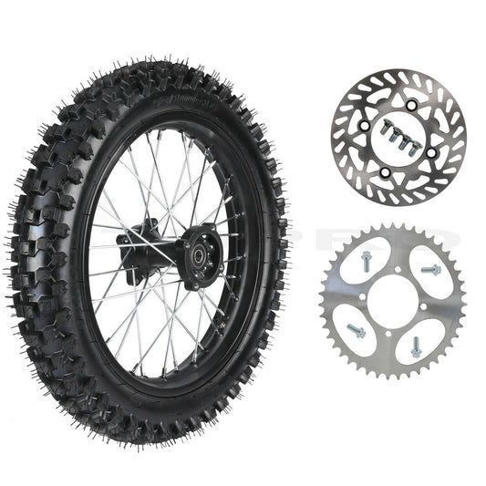 90/100-16 Rear Tire Rim Chain Sprocket Fo Dirt Pit Bicycle TTR125 KX100 CRF100