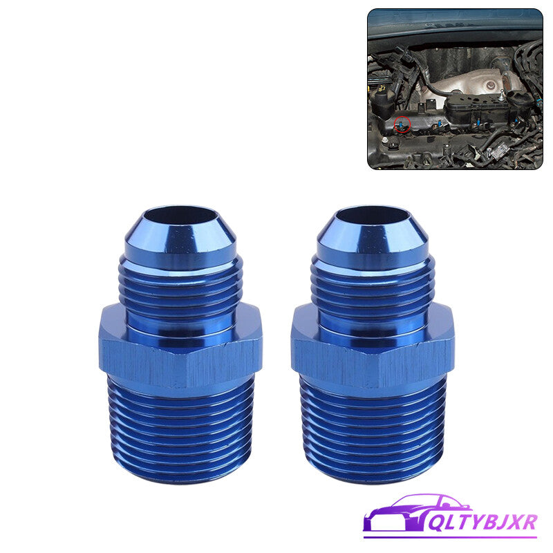 2Pcs 10AN AN10 Male Flare to 3/4 NPT Pipe Thread Fitting Adapter Aluminum Blue