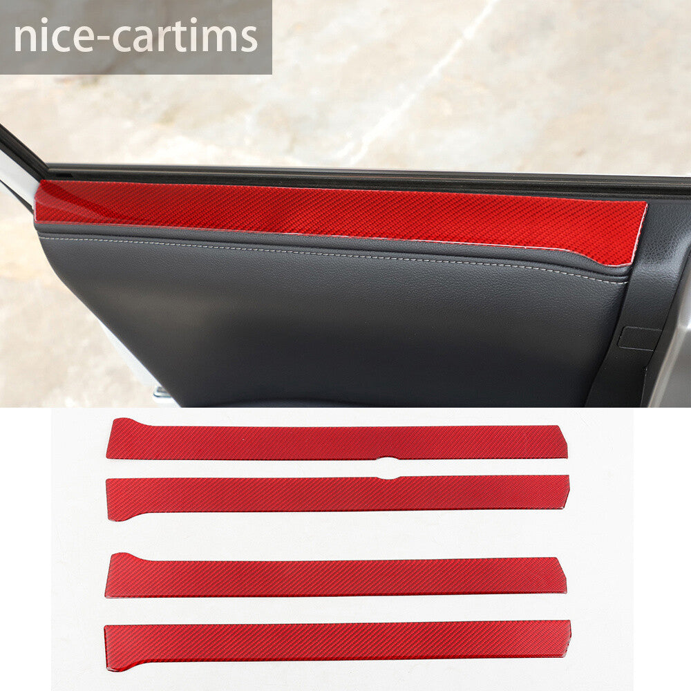 4¡ÁRed Carbon Fiber Interior Window Strips Panel Cover For Toyot@ 4Runner 2010-23
