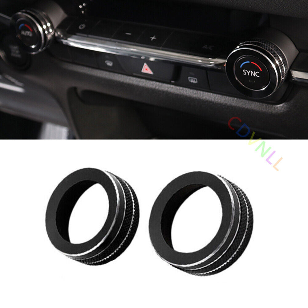 2P for Mazda CX-30 CX30 20-24 Black Aluminum Central Console Ac Knob Cover Trim