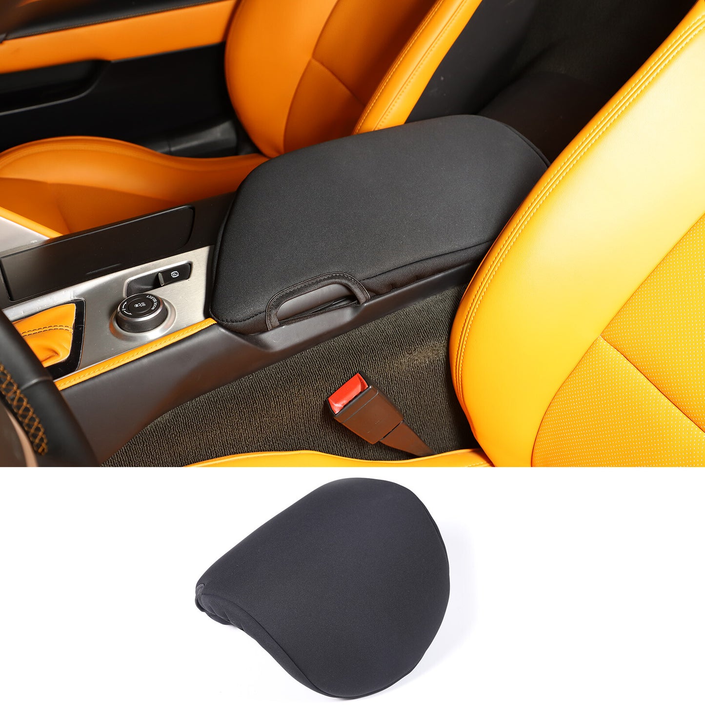 Sleek black armrest box protective decorative cover for Corvette C8 2020-2023