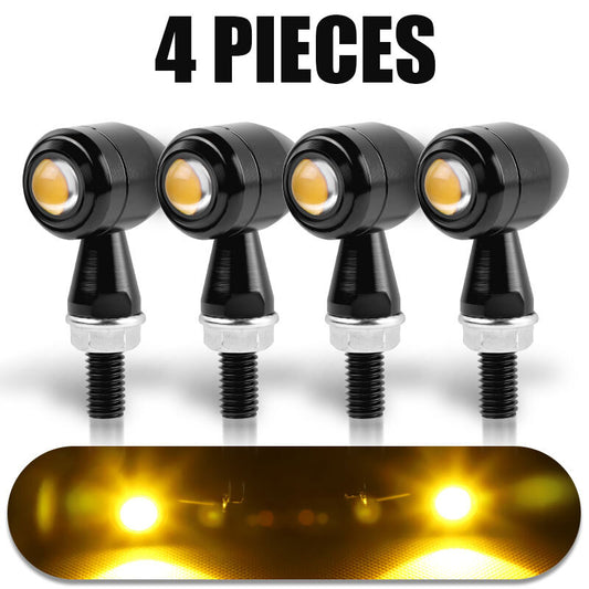 4x for Mini Black Motorcycle Bullet LED Turn Signals Blinker Indicator Amber Light