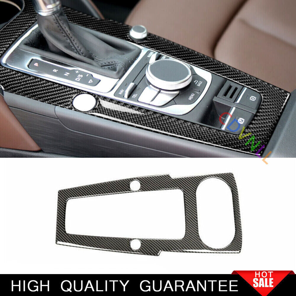 for Audi A3 S3 14-20 Real Carbon Fiber Central Console Gear Shift Panel Trim 1P