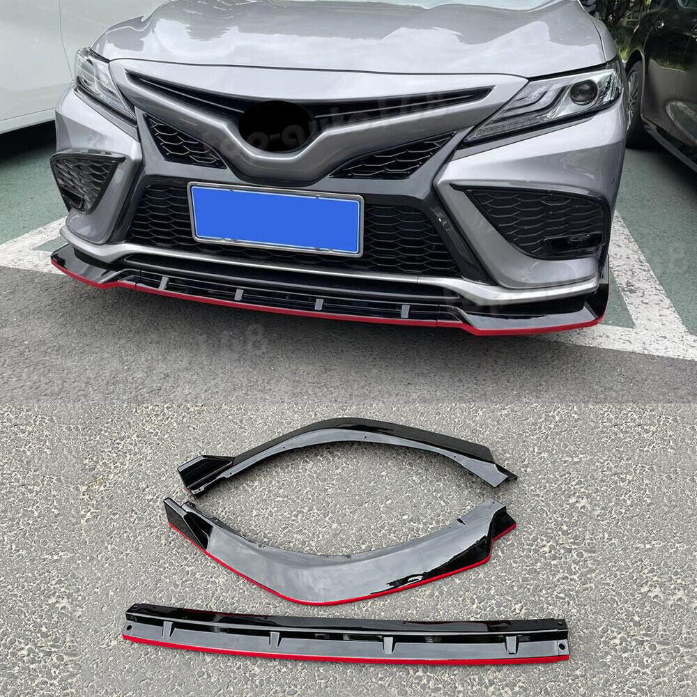 Black+Red Front Bumper Lip Body Spoiler Guards for Toyota for Camry SE XSE 2021-2023