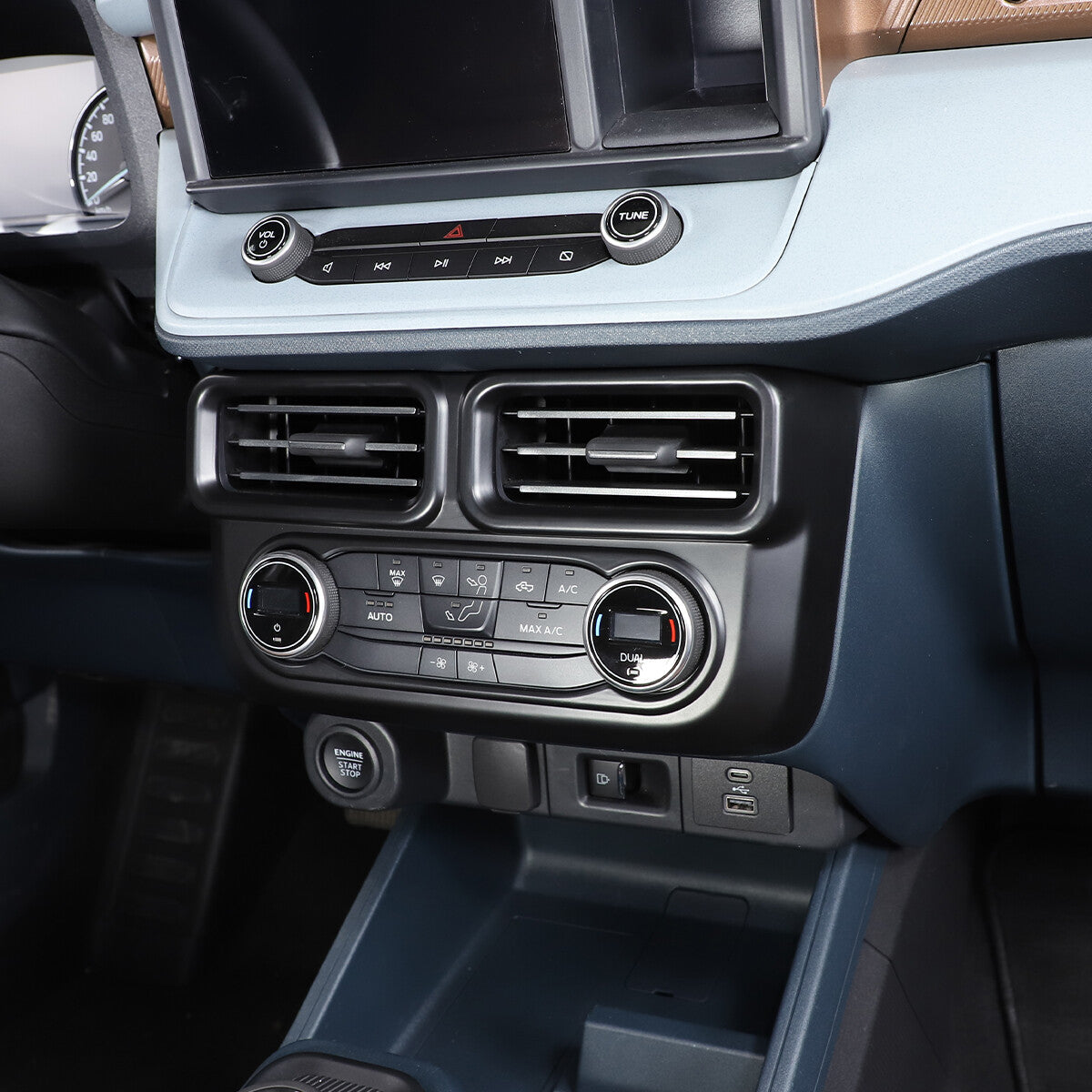 Matte black center control air socket cover for Toyota Tundra Sequoia 2022 - 23