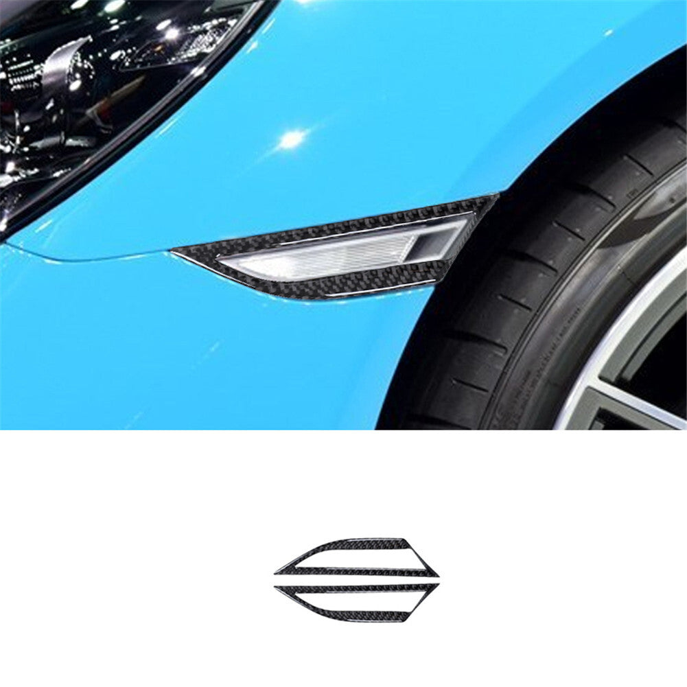 2x carbon fiber signal turn on light trim for Porsche 718 2016-2022