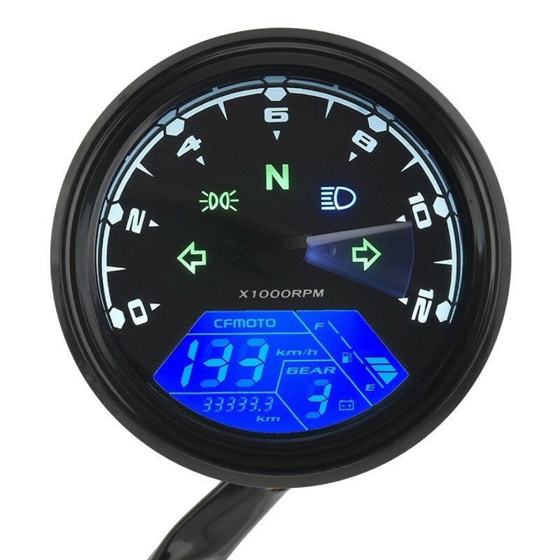 Motorcycle Speedometer Dial Odometer LED Digital Indicator Tachometer Fuel Meter
