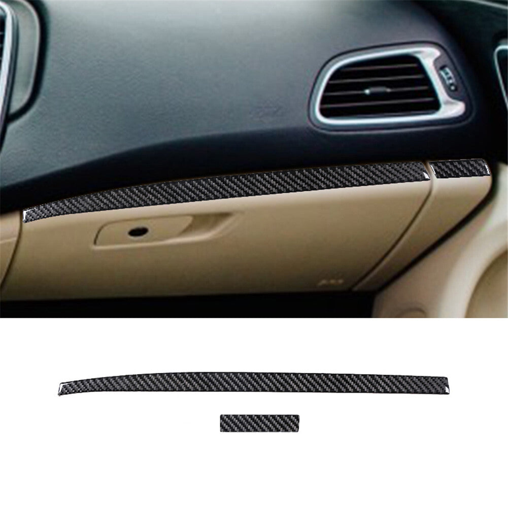 2Pcs Carbon Fiber Passenger Dashboard Cover Trim for Chrysler 200 2015-2017