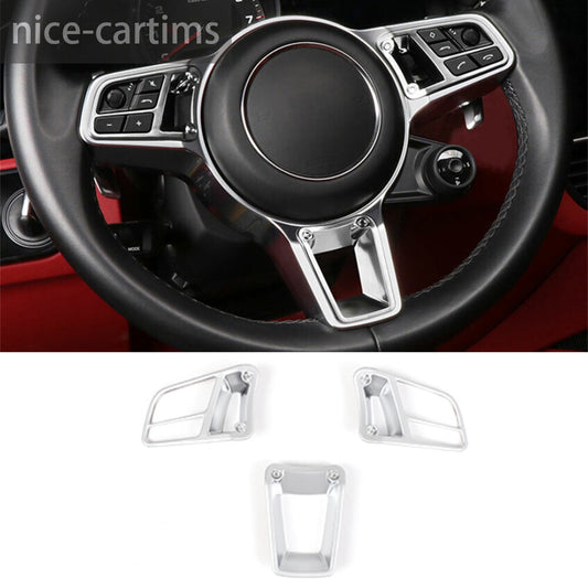 for Porsche for Panamera 2017+ for Cayenne 2018+ Steering Wheel Button Trim ABS Silver¡Á3