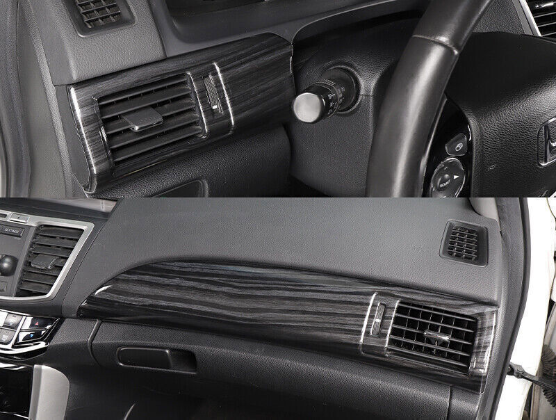 for Honda Accord 2014-2017 Black Wood Grain for Co -Pilot Dash Strip Air Vent Cover