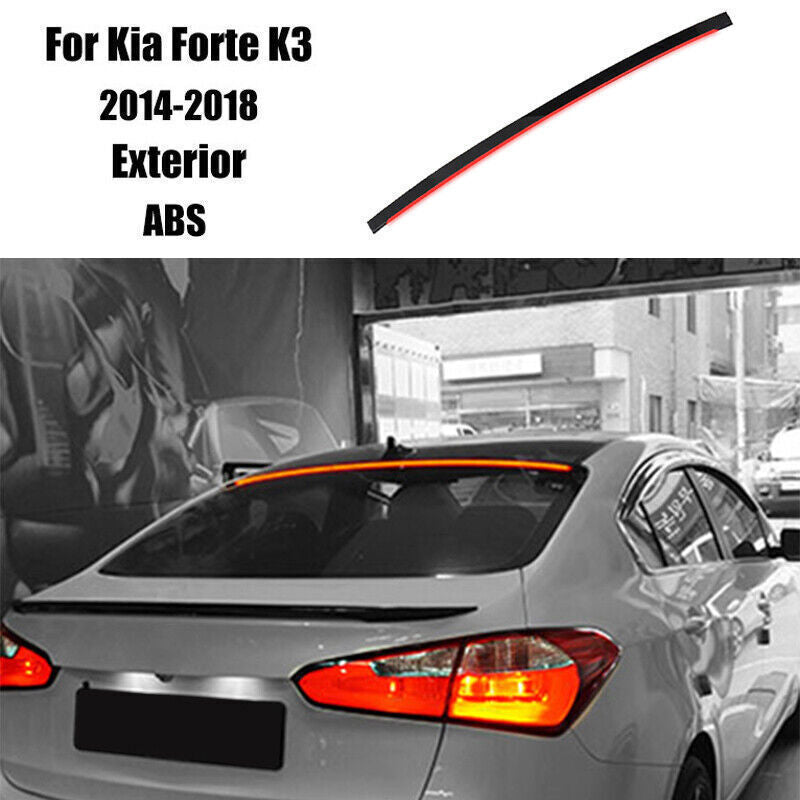 for Kia Forte K3 14-2018 ABS Piano Black LED Roof Spoiler Tail Lip Wing Bar Trim