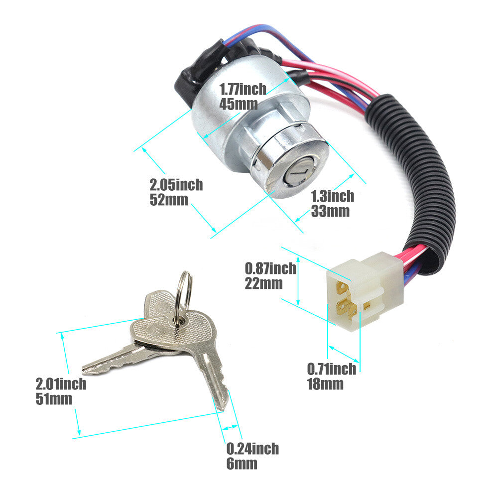 Ignition switch with 2 buttons TC020-31820 suitable for Kubota L3000F, M6800, M4900, B2150, BX2200
