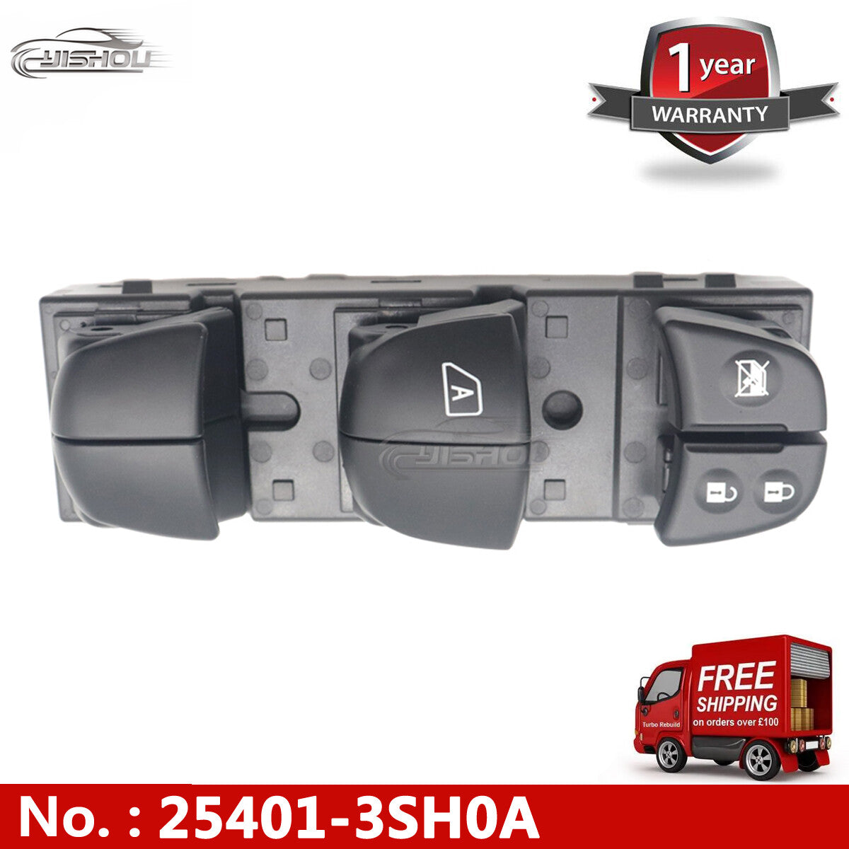 25401-3SH0A-B Left power window switch for Nissan Sentra Leaf Juke Rogue (2016-18)