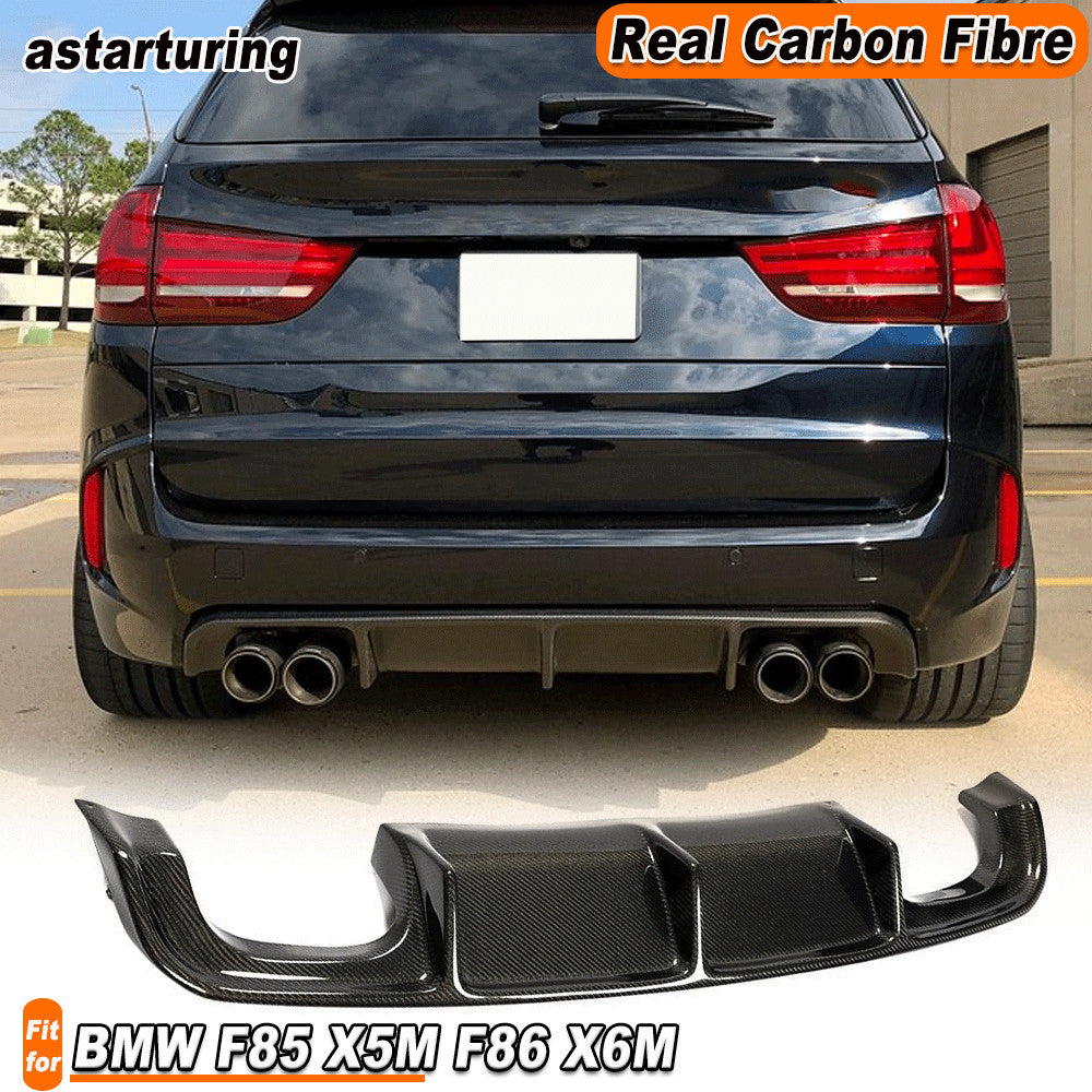 Fit for BMW X5M F85 X6M F86 15-19 REAL Carbon Rear Bumper Diffuser Lip Spoiler