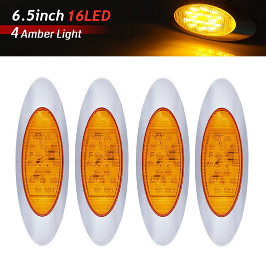 4PCS 6.5Oval Amber 16 LED for Freightliner Cab Panel Fender Led Side Marker Lights
