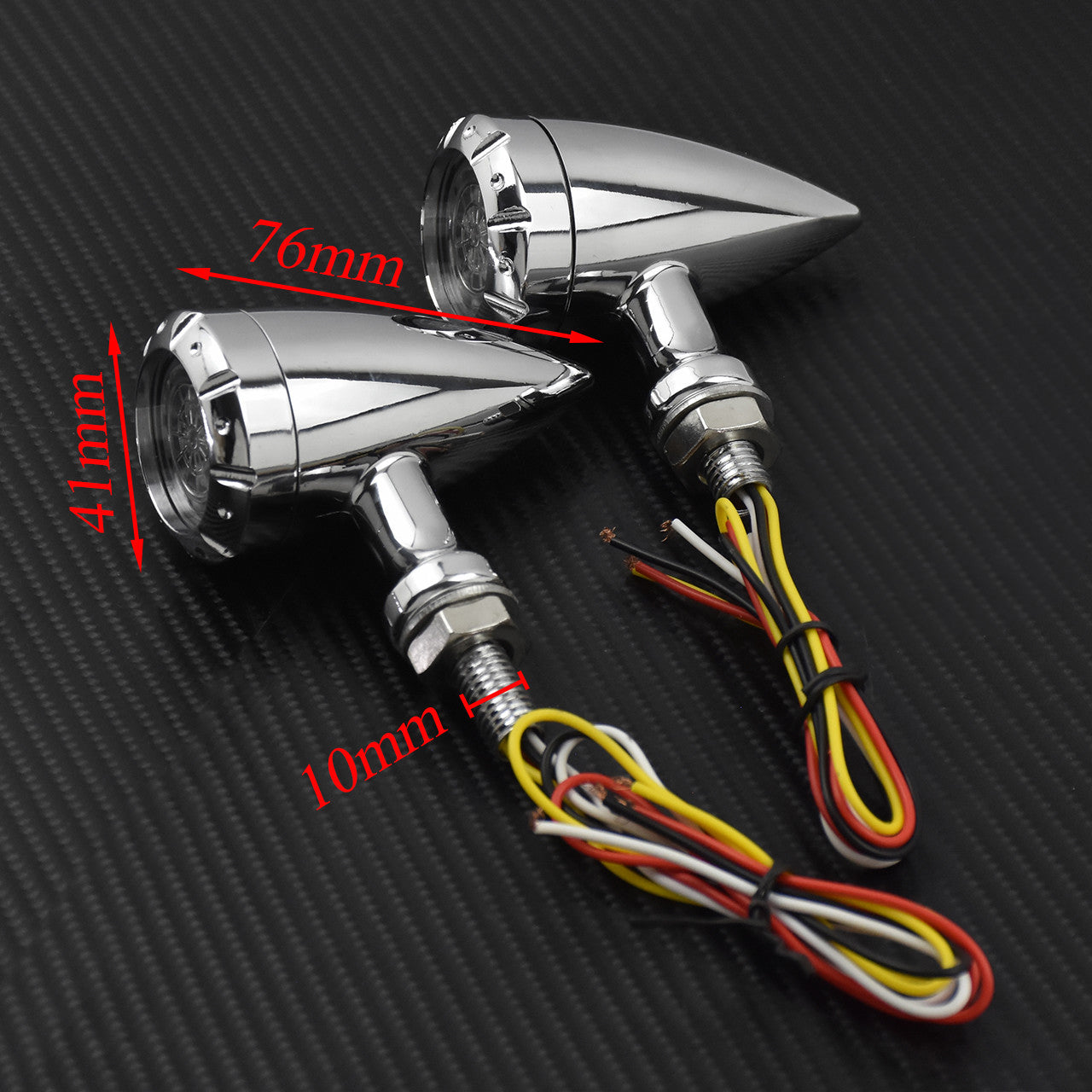 10mm Chrome LED Brake Blinker Light Turn Signal Fit for Harley Chopper 2 pcs
