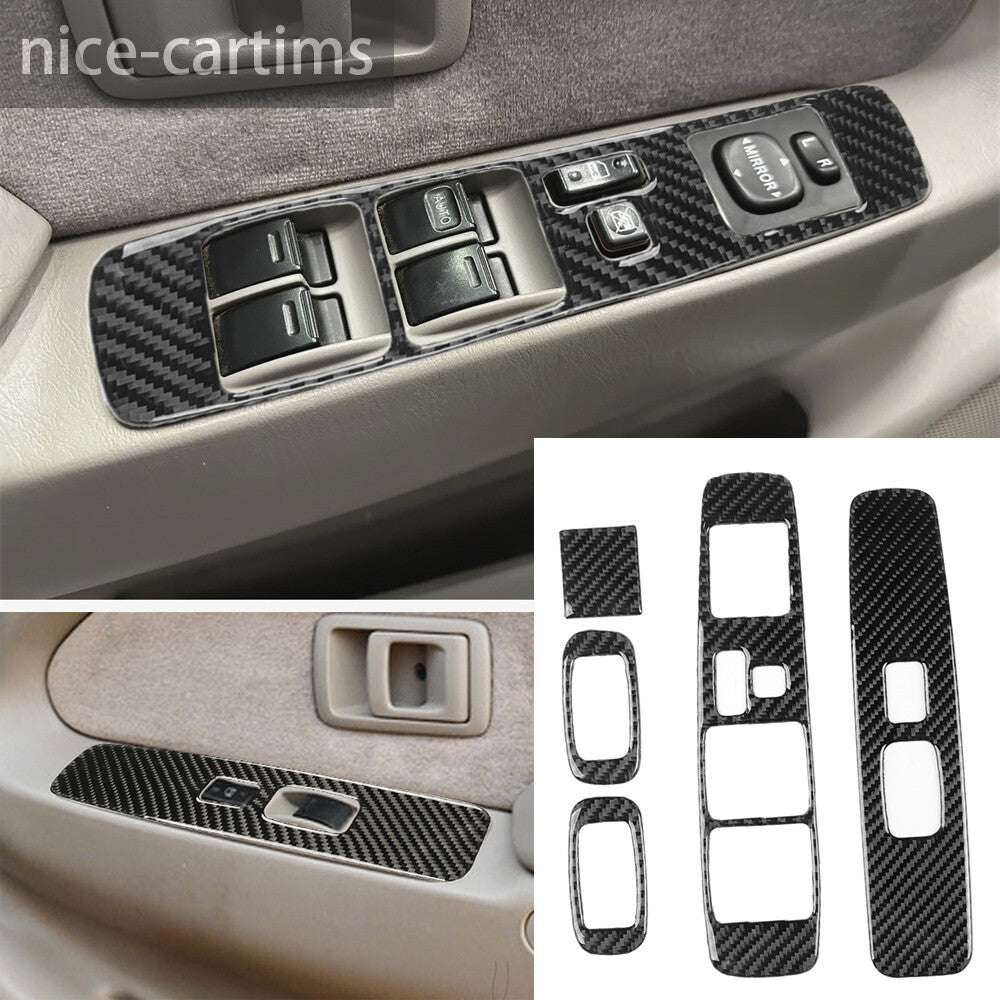 5¡ÁCarbon Fiber Window Lift Switch Button Trim for Toyot@ Tacom@ 4-Door 2001-2004