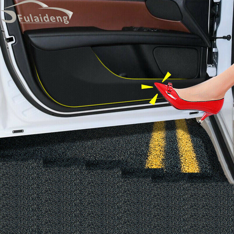 for Lincoln MKZ 2017-2020 Black Leather Car Door Anti-Kick Pad Guard Cover Trim