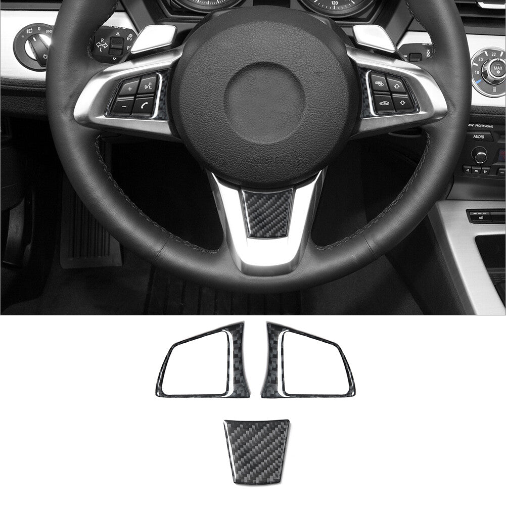 3X Carbon Fiber Interior Steering Wheel Set Cover Trim for BMW Z4 E89 2009-2016