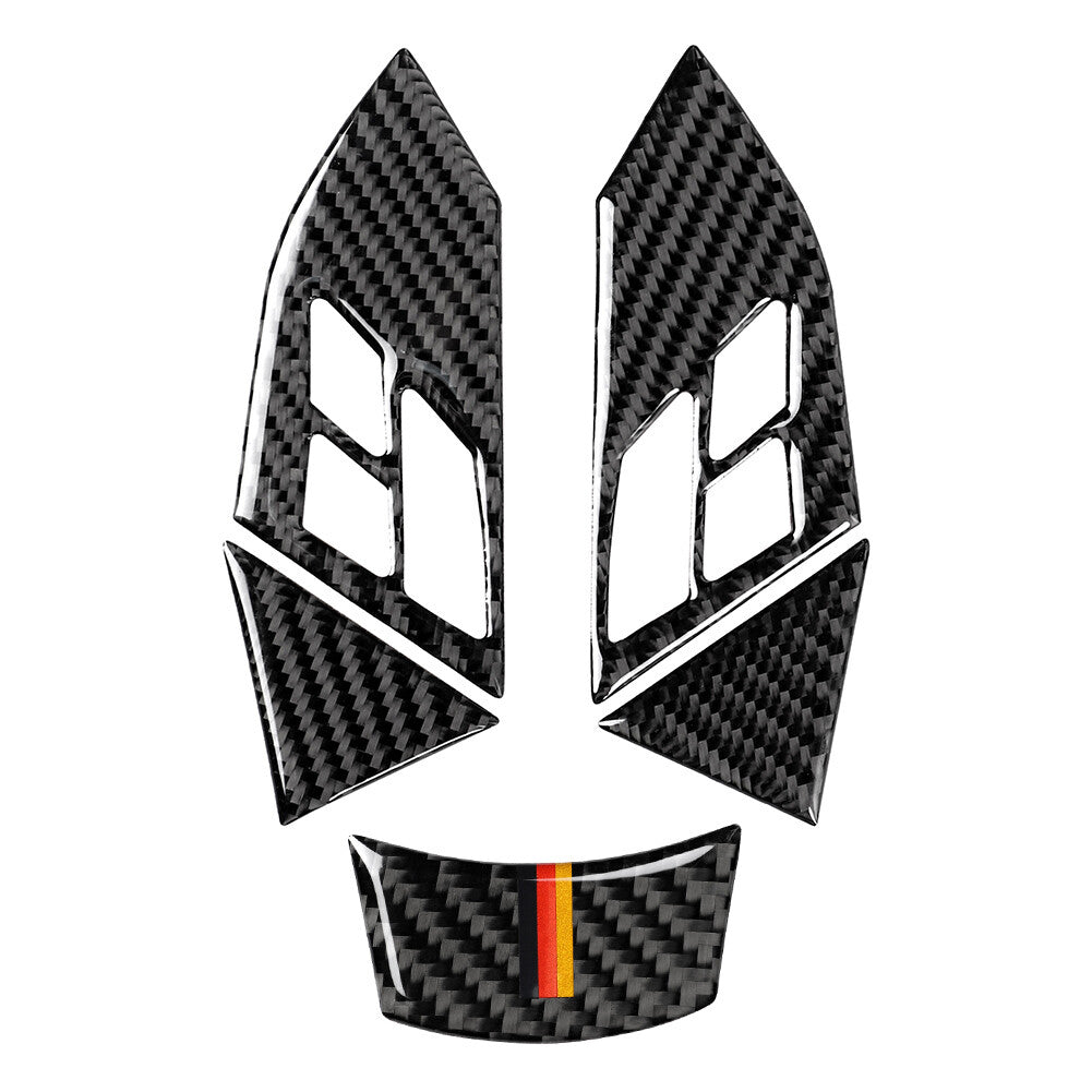 5x Steering Wheel Cover Trim Carbon Fiber Look Fit for BMW 5Series E60 E61 2003-2010