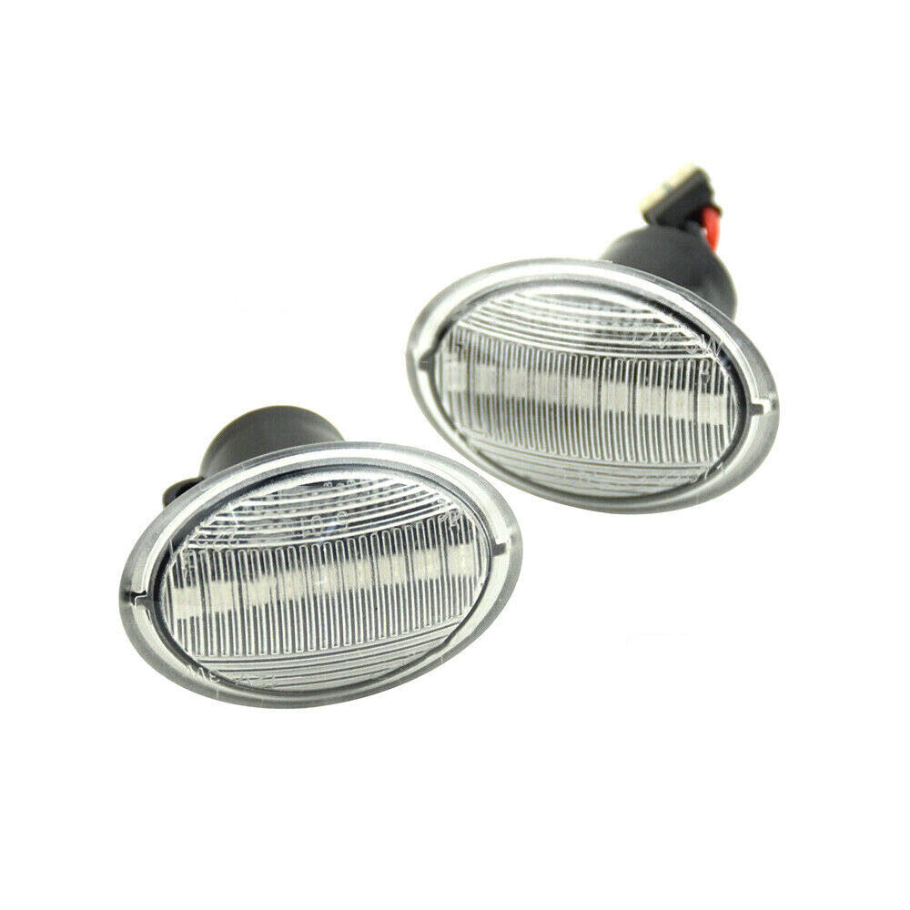 2Pcs LED Side Marker Turn Signal Light For 2007-19 for Fiat 500 500e 500c Clear Lens