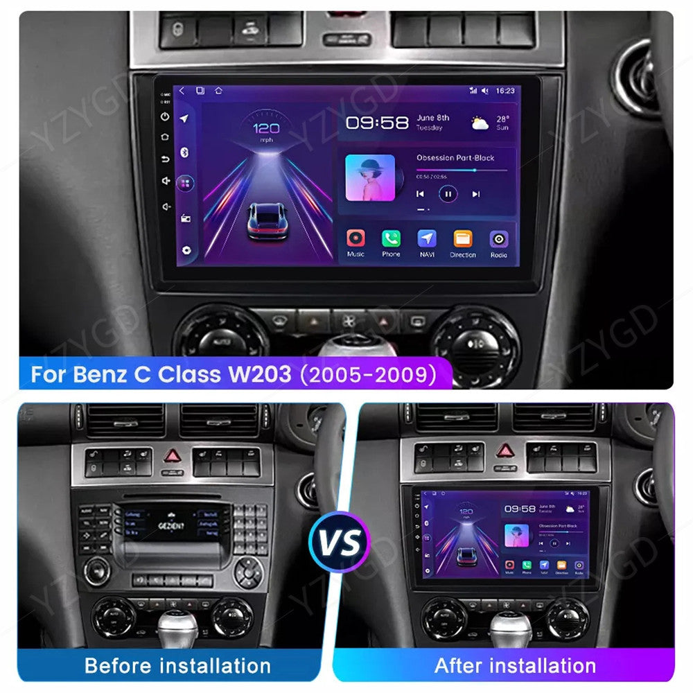 Android 14 Car Stereo Radio for Mercedes for Benz C-Class W203 2004-2007 CarPlay GPS
