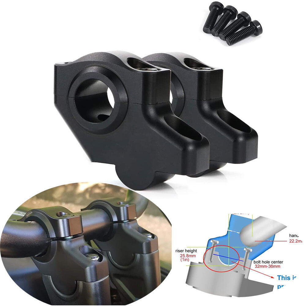 22mm 7/8 Motorcycle Handlebar Risers W/ Clamps for Honde Grom MSX125 CBR600F4i