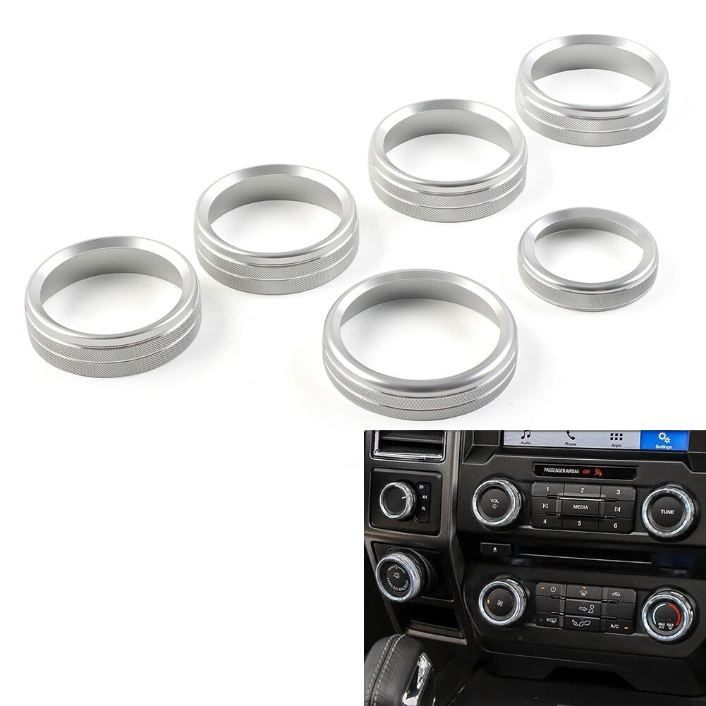 for Ford F150 XLT 2015-2020 6Pcs Air Conditioner Switch CD Button Ring Knob Trim